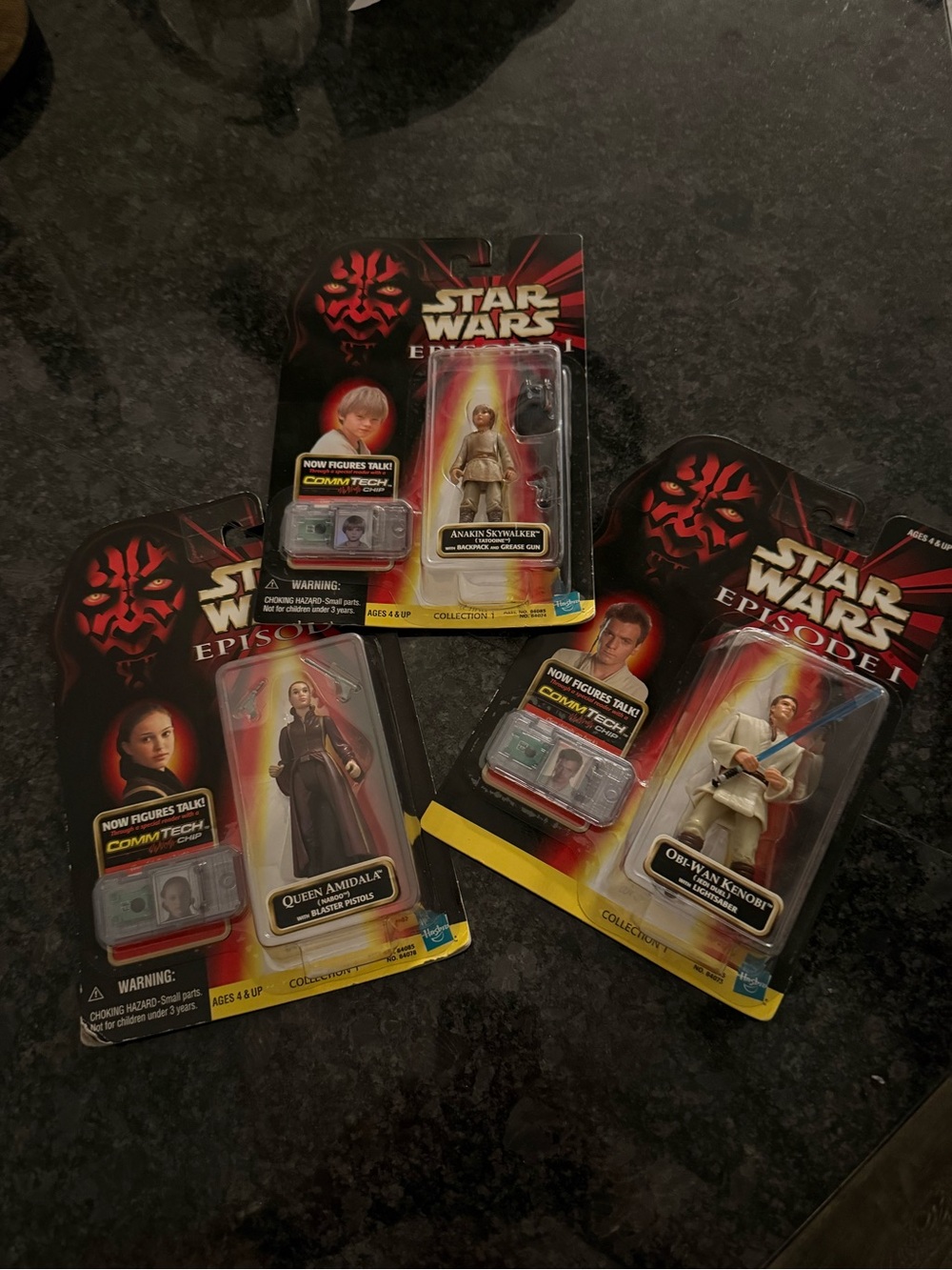 Vintage 1998 Star Wars Episode I CommTech Figures LOT of 3 Sealed Hasbro Anakin